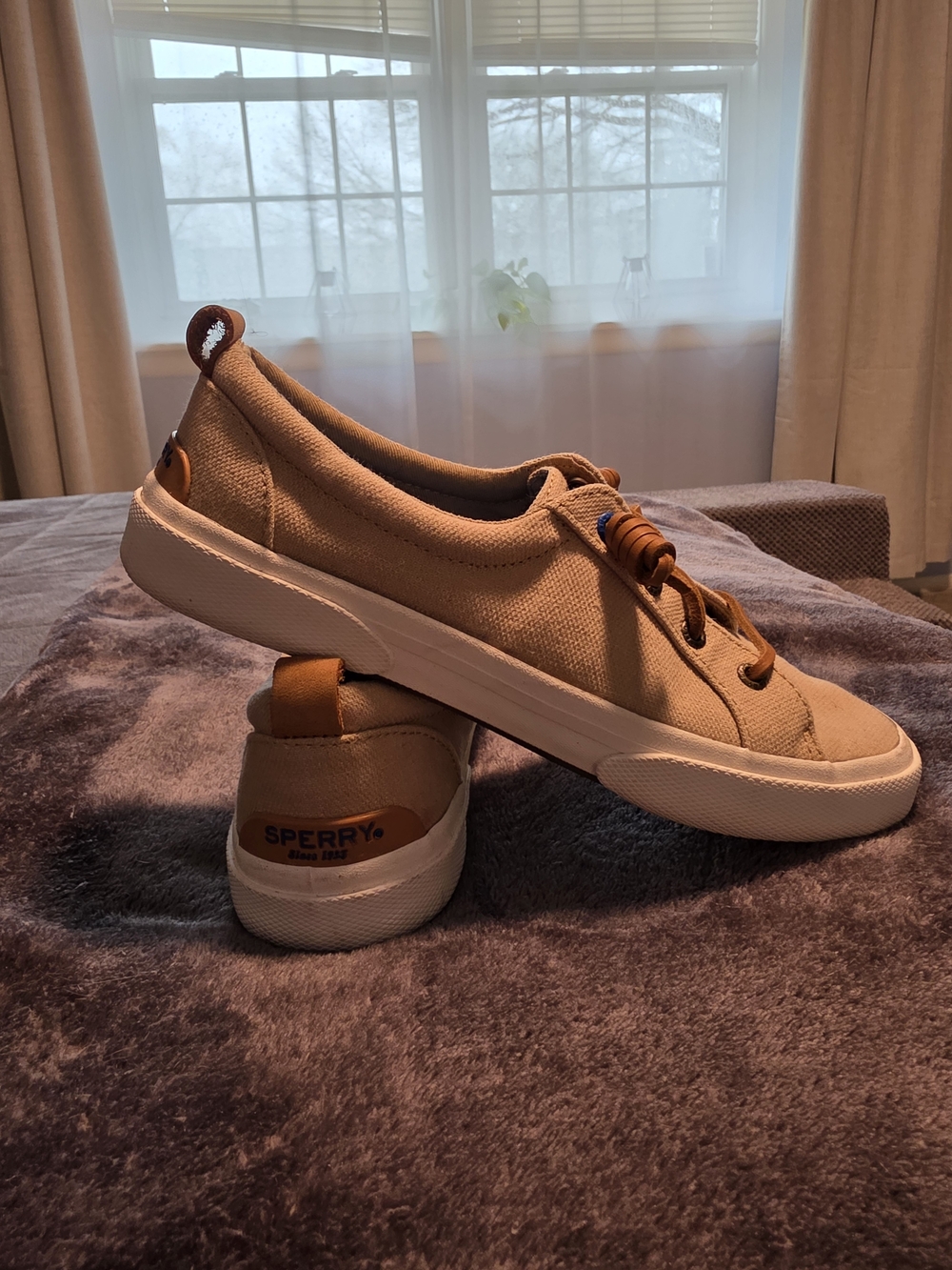 Sperry Tan Canvas Slip-on Sneaker Women's 6.5 Never Worn